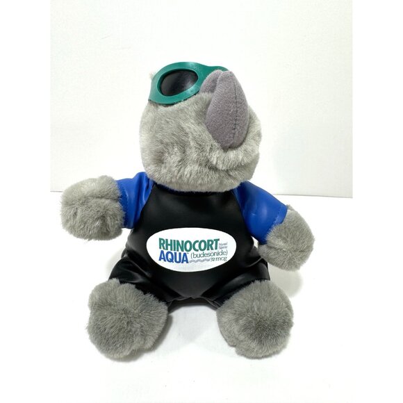 Rhinoceros Stuffed Rhino Plush Rhinocort Aqua Advertising Pharma 9" Lot of 3 - Picture 10 of 15